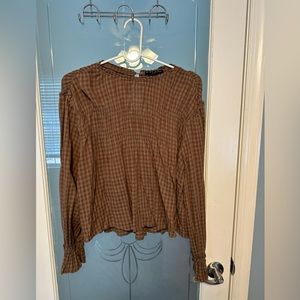 Brown Checkered Blouse